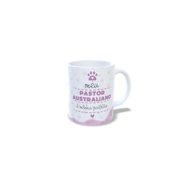 Imagem de Caneca de Cerâmica 325ml com Tema Beagle, Design de Cachorro com Flores, Branco e Rosa (13198)