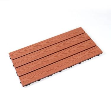 Imagem de SPXMQSS Tábuas de deck, azulejos compostos para pisos de azulejos, piso de deck de plástico de madeira fácil de instalar, ótima drenagem para jardim de pátio interno externo 30 x 60 x 2 cm I 6 peças
