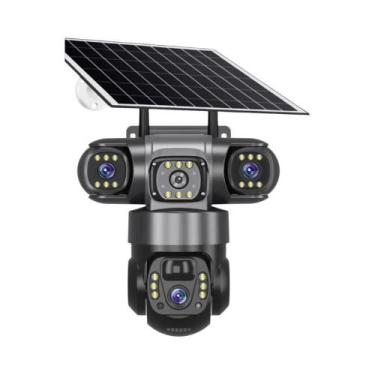 Imagem de Câmera Solar Externa HD De 12MP Com 3 Lentes, Zoom De 10X, Visão Notur
