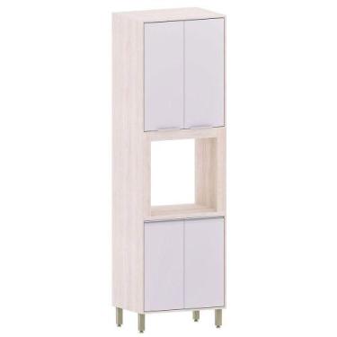 Imagem de Paneleiro Com Nicho Micro-ondas 4 Portas Atenas Cinza Cristal - LUCIAN