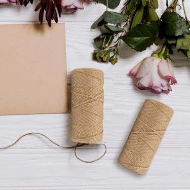 Imagem de Pacote com 2 barbante de juta natural de 250 pés 2 mm de comprimento para artesanato, embrulho, embalagem, jardinagem, crochê, tricô, macramê, decoração