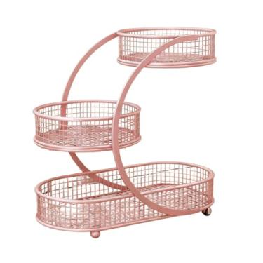 Imagem de Baoblaze Cesta de frutas com 3 níveis, suporte para frutas e legumes, bandeja de armazenamento para lanches e pães, ideal para de cozinha, Rosa