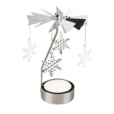 Imagem de Castiçais prateados rotativos românticos giratórios carrossel luz de chá suporte de vela jantar bar casamento festa X