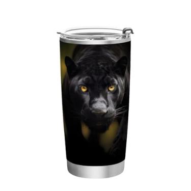 Imagem de Wassud Copo Pantera Negra com Tampa e Canudo Aço Inoxidável Parede Dupla Copo Isolado Copo de Viagem Caneca de Café para Bebidas Frias e Quentes 340 g