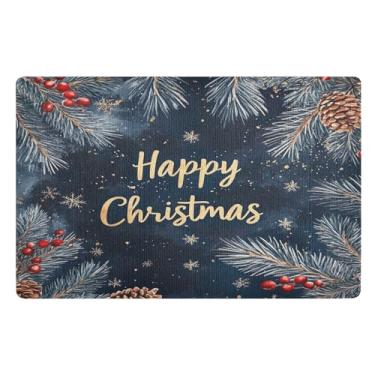 Imagem de STAYTOP Tapete de porta Happy Christmas, entrada externa 81 x 50 cm, tapete de boas-vindas para uso externo/interno, tapetes de banho fofos, capacho frontal antiderrapante para entrada, pátio, áreas