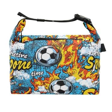 Imagem de STAYTOP Lancheira de futebol de desenho animado com fivela de alça, lancheira isolada para meninos e meninas, lancheira térmica para trabalho escolar