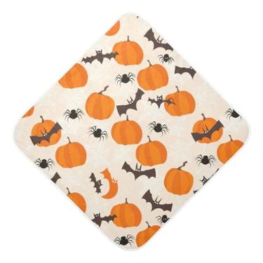 Imagem de Burbuja Toalha de banho de bebê Cute Bats Pumpkins - Toalha com capuz de musselina macia e absorvente para recém-nascido, 89 x 89 cm