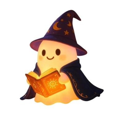Imagem de Ioensy Luminária de mesa fantasma de Halloween, abajur de cabeceira, decoração de festa de Halloween, enfeite, estátua de fantasma para leitura.