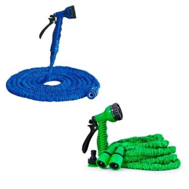 Imagem de Mangueira Retrátil Flexível Expansível 15m Elástica Reforçada com Esguicho Multifuncional