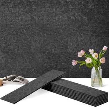 Imagem de Maasechs Pacote com 30 painéis de parede de feltro Shiplap de 61 cm x 15 cm x 0,9 cm para decoração de parede interior, azulejos de feltro com suporte adesivo, decoração de interiores DIY para quarto