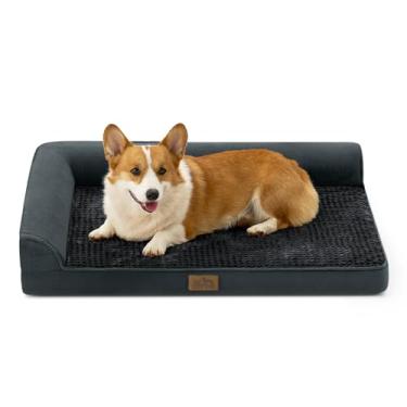 Imagem de COZY KISS Cama ortopédica para cães de tamanho grande e médio, cama de gaiola para cães, fundo antiderrapante em forma de L, com capa removível lavável, adequada para animais de estimação de até 34 kg