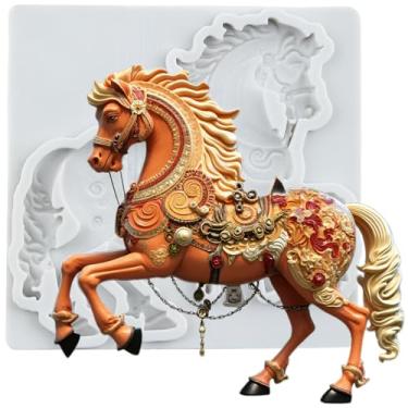Imagem de MYPRACS Molde de silicone para fondant de carrossel para decoração de bolos de açúcar, cobertura de cupcake, pasta de goma de chocolate, argila de polímero
