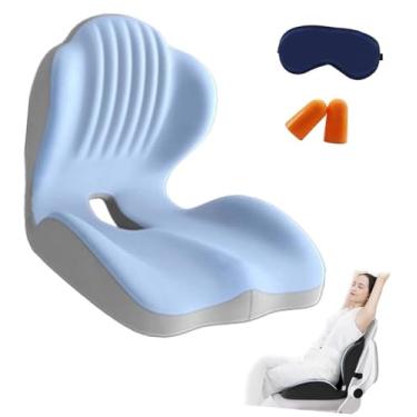 Imagem de SNCIDSGE Almofada de postura e assento, almofada em forma com suporte para as costas - almofada ergonômica para cadeira para sentar por muito tempo, antiderrapante, para escritório e carro (azul)