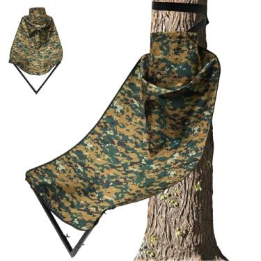 Imagem de DJAPWPX Cadeira de acampamento de árvore, cadeira de assento de rede, banco de acampamento leve portátil na árvore com base giratória silenciosa para uso ao ar livre