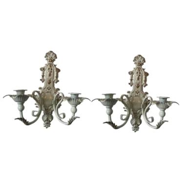 Imagem de IEUDNS Conjunto de 2 Castiçais de Parede para Velas, Ideal para Festas, Casamentos, Salas de Jantar e Casa. Versátil para Lareira ou Mesa, Branco