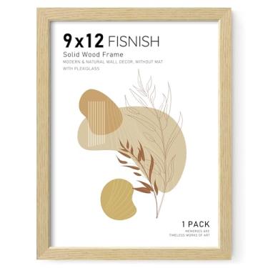 Imagem de Fisnish Porta-retrato 23 x 30,5 cm, molduras de madeira maciça, tela de 22 x 30,5 cm sem tapete, montagem na parede horizontal ou vertical, grão de madeira de carvalho, 1 pacote