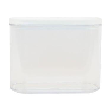 Imagem de Pote Hermético a Vácuo Plástico 1L, Branco, Polipropileno, Retangular, 11x14x9cm, Tampa de Encaixe
