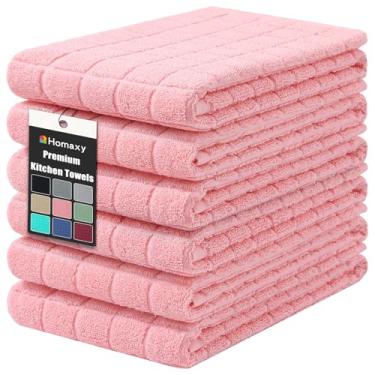 Imagem de Homaxy Toalhas de cozinha de algodão premium 40,6 cm x 71,1 cm, grande toalha de prato natural girada 390 g/m2, toalhas de mão de cozinha felpudas super absorventes, toalha de chá macia com laço para
