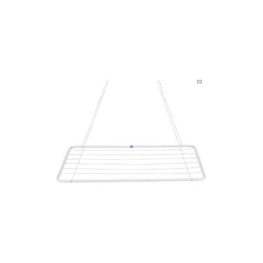 Imagem de Varal de Teto Portátil, Aço Branco, 90cm x 56cm, 13kg Capacidade, com Kit de Instalação, 13 Metros de Corda, Ideal para Apartamentos