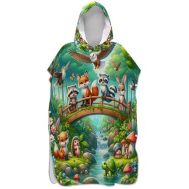 Imagem de Joisal Poncho de surfe de animais fofos de desenho animado para trocador de roupas de banho de praia com capuz reutilizáveis ponchos femininos com capuz