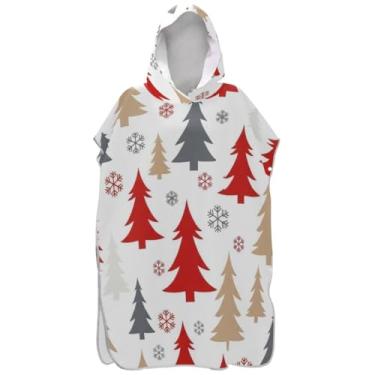 Imagem de Joisal Poncho de surf leve para adultos trocador de roupa de banho com capuz bonito árvores de Natal ponchos de praia brancos para homens