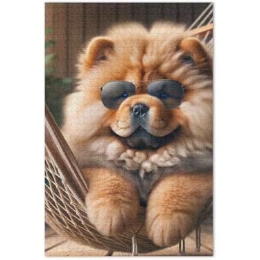 Imagem de Quebra-cabeça fofo de cachorro Chow Chow para adultos, 500 peças, presentes para jogo de elefante branco, quebra-cabeças exclusivos para adultos, pintura de animais, 51 x 35 cm
