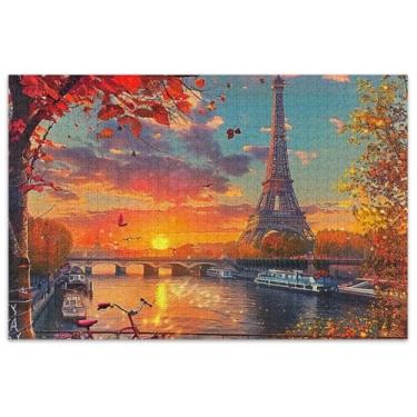 Imagem de Sunrise Paris Painting Jigsaw 1000 quebra-cabeças para adultos família amantes presentes divertidos quebra-cabeças para adultos pintura artística