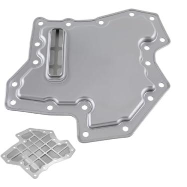 Imagem de REVOLVE Cárter de óleo do filtro de transmissão para JR710E Nissan 370Z 2015-2020, bandeja de válvula de transmissão para Infiniti Q40 Q50 Q60 Q70 Q70L QX50 QX70 EX35 FX35 FX37 G37 M35 M37 M56 (prata