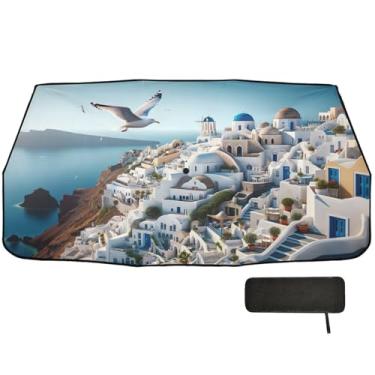 Imagem de Guarda-sol Santorini Town Seagull SUV para para-brisa bloqueio UV janela de carro blackout 147 x 75 cm guarda-chuva para carro