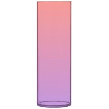 Imagem de Vasos cilíndricos gradientes lavanda rosa coral decoração de casa vaso grande de plástico personalizado bonito exclusivo floral decoração estética, 30 cm x 9,9 cm