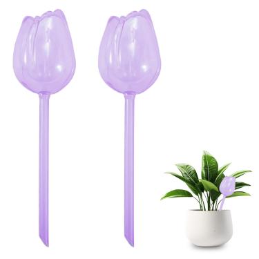 Imagem de Milnnie Globos criativos de irrigação automática em forma de flor para plantas internas e externas – Lâmpadas automáticas de irrigação por gotejamento de PVC de 5 x 5 x 12 cm para férias – Sistema de