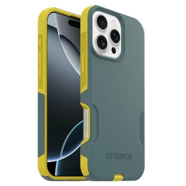 Imagem de OtterBox Capa para iPhone 16 Pro Max (apenas) - Série Commuter MagSafe - Nascer do sol do oceano (verde e amarelo) - Ímãs embutidos - Fina e resistente - adequada para bolso - com proteção de porta