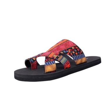 Imagem de Sandálias de praia femininas modernas, casuais, versáteis, coloridas, com sola grossa, primavera e verão, moda étnica, Multicor, 35