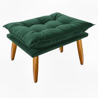 Imagem de Puff Decorativo Slim Retrô - Revestido em Suede com Pés Palito de Madeira, Elegante e Versátil(VERDE ESCURO)