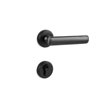 Imagem de Fechadura de porta de quarto de latão sólido silenciosa para sala interna de madeira dividida maçaneta dourada fechadura de porta de cobre (preto)