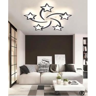 Imagem de Luminárias de teto LED modernas para quartos, lustre de teto preto com intensidade regulável e controle remoto, luminárias de embutir brancas, próximas ao teto, para estudos e escritórios (p