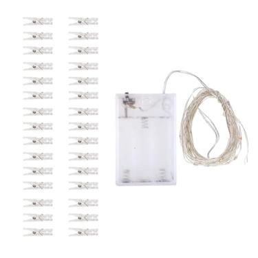 Imagem de Luz de fita com 30 luzes grampos madeira fada fotos DIY para decoração quarto casa atmosfera quente exibir momentos inesquecíveis
