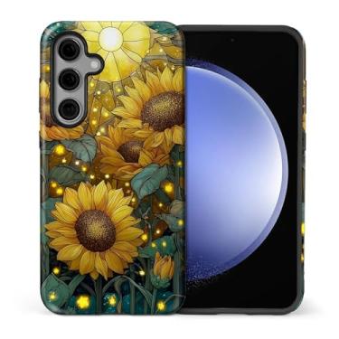 Imagem de TAMEFOX Compatível com Samsung Galaxy S24 FE, capa protetora antiqueda e arranhões - vitral estrelas girassol