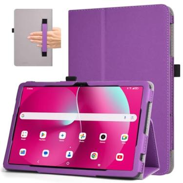 Imagem de RSAquar Capa para 10,1 polegadas REVVL Tab 2 (modelo: 9185W, versão 2025) com alça para caneta, capa leve dobrável com alça de mão para tablet Revvl Tab 2, roxa