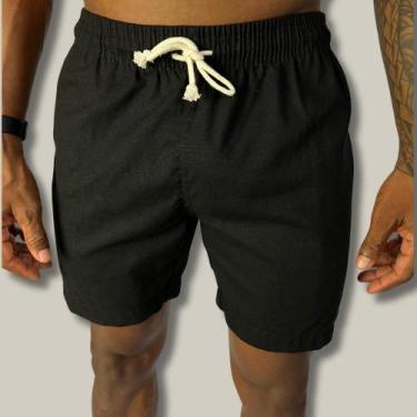 Imagem de Short Linho Masculina Mauricinho Curto Casual Sarja Brim Slim masculin