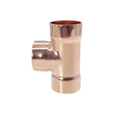 Imagem de Joywayus 1 peça de cobre 3,5 cm C x C x C Conexões de pressão em T de solda para suor com conexão de solda de suor para tubo de encanamento comercial residencial