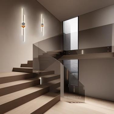 Imagem de Luminária de teto linear LED moderna e inteligente (luminária de teto LED regulável com controle remoto) Luminária de parede longa ultrafina para sala de estar, quarto e corredor, 6500k (bra