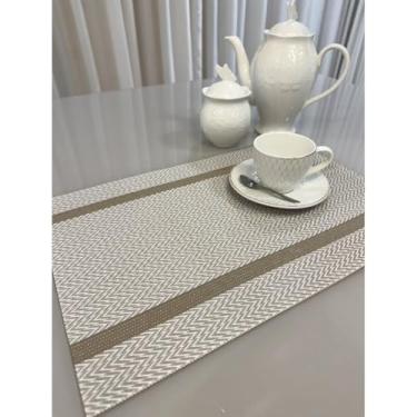 Imagem de Jogo Americano Mesa Posta Impermeável Redondo ou Retangular para Jantar e Eventos – Kit 4 ou 6 Lugares Decorativo Luxo (21. Bege e Caramelo,6 unidades)