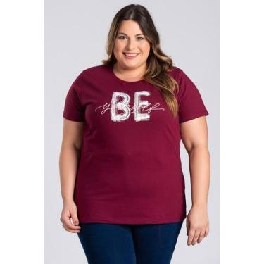 Imagem de T-shirt Feminina Plus Size Algodão c/ Estampa "BE yourself" - Moda Pri