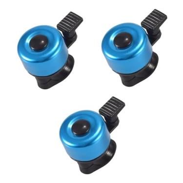 Imagem de Sino de bicicleta 2 pacotes com som melodioso alto clássico mini sino de bicicleta para crianças adultos buzina para scooter, mtb, bmx(3pcs blue)