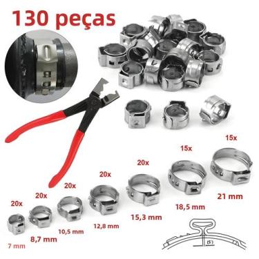 Imagem de Abraçadeiras De Mangueira Em Aço Inoxidável 304, 130 Peças Com Alicate