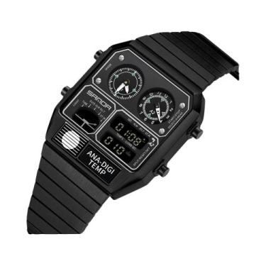 Imagem de Relógio De Pulso Masculino Multifuncional LED Quadrado Com Cronômetro,