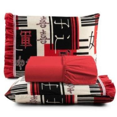 Imagem de Jogo de Lençol Solteiro Com Detalhe de Babado Algodão 180 Fios 02 Peça