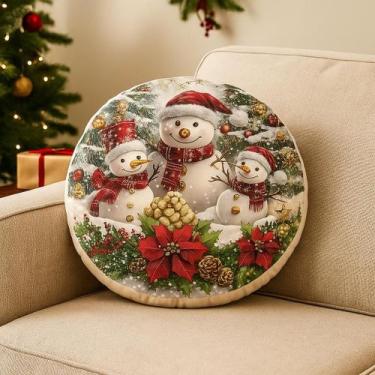 Imagem de Almofada Redonda Natal 40x40  Decoração Natalina Sala Sofá Cama Enfeit