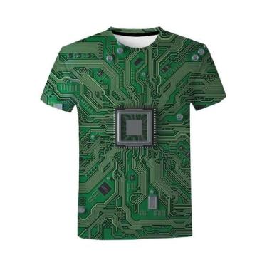 Imagem de Camiseta Gráfica Unissex Com Estampa De Placa De Circuito 3D, Manga Cu